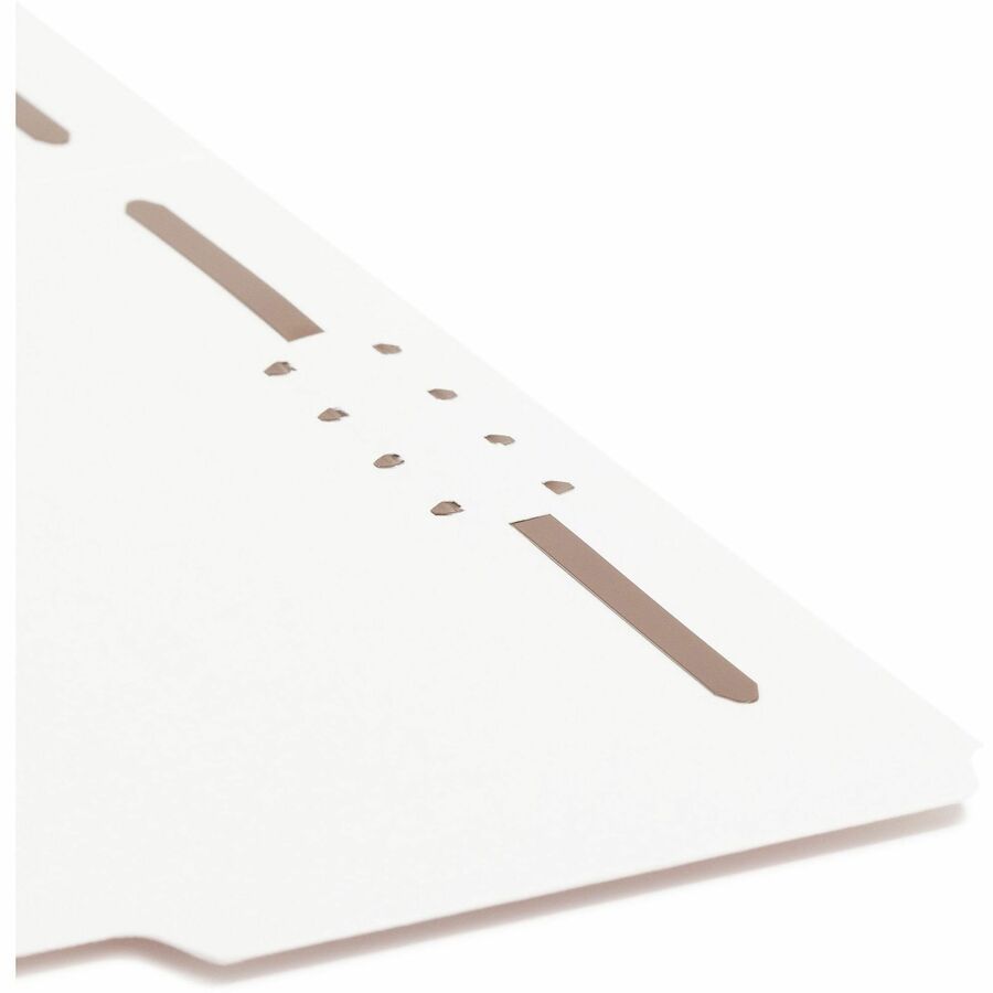 Smead 1/3 Tab Cut Letter Recycled Fastener Folder - 8 1/2" x 11" - 3/4" Expansion - 2 x Prong K Style Fastener(s) - 2" Fastener Capacity - Assorted Tab Position - 11 pt. - White - 10% Recycled - 50 / Box