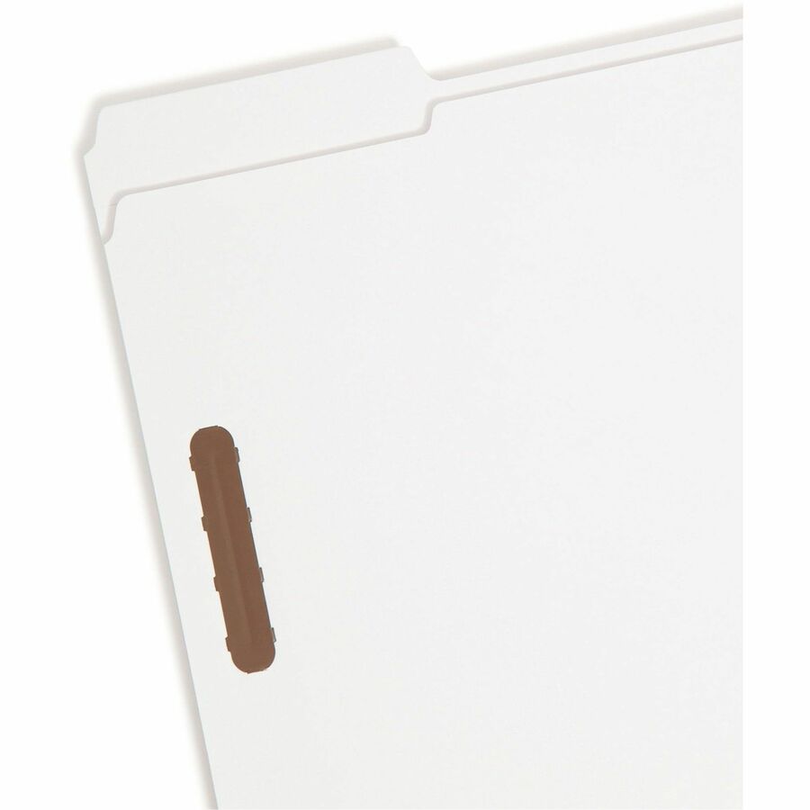 Smead 1/3 Tab Cut Letter Recycled Fastener Folder - 8 1/2" x 11" - 3/4" Expansion - 2 x Prong K Style Fastener(s) - 2" Fastener Capacity - Assorted Tab Position - 11 pt. - White - 10% Recycled - 50 / Box