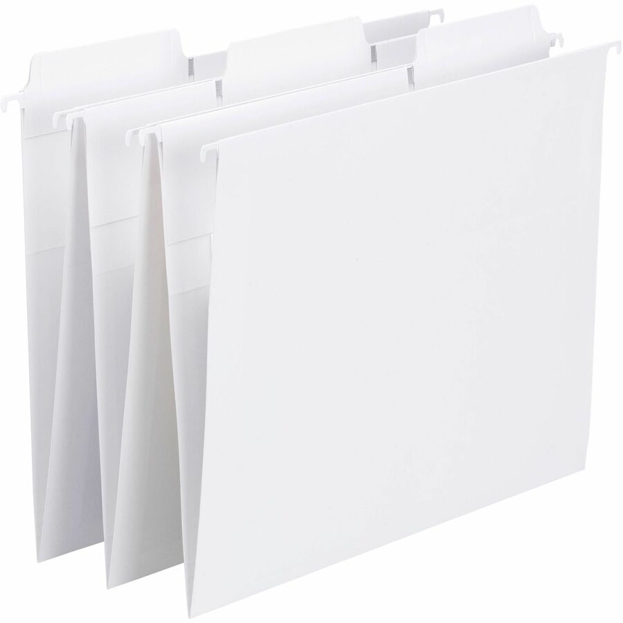 Smead FasTab 1/3 Tab Cut Letter Recycled Hanging Folder - 8 1/2" x 11" - Assorted Tab Position - 11 pt. - White - 10% Recycled - 20 / Box