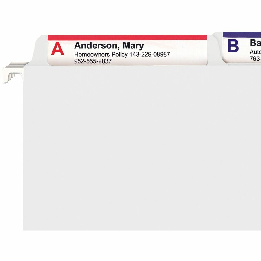 Smead FasTab 1/3 Tab Cut Letter Recycled Hanging Folder - 8 1/2" x 11" - Assorted Tab Position - 11 pt. - White - 10% Recycled - 20 / Box