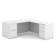 OfficeSource Laminate Double Full Pedestal ''L'' Desk - 71'' x 30'' - White