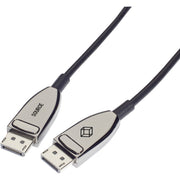 Black Box DisplayPort 1.4 Active Optical Cable, 32.81 ft, Fiber Optic, Male to Male, 32.4 Gbit/s, Supports 7680 x 4320, Shielded, Nickel Plated, LSZH, Black, 1 Each