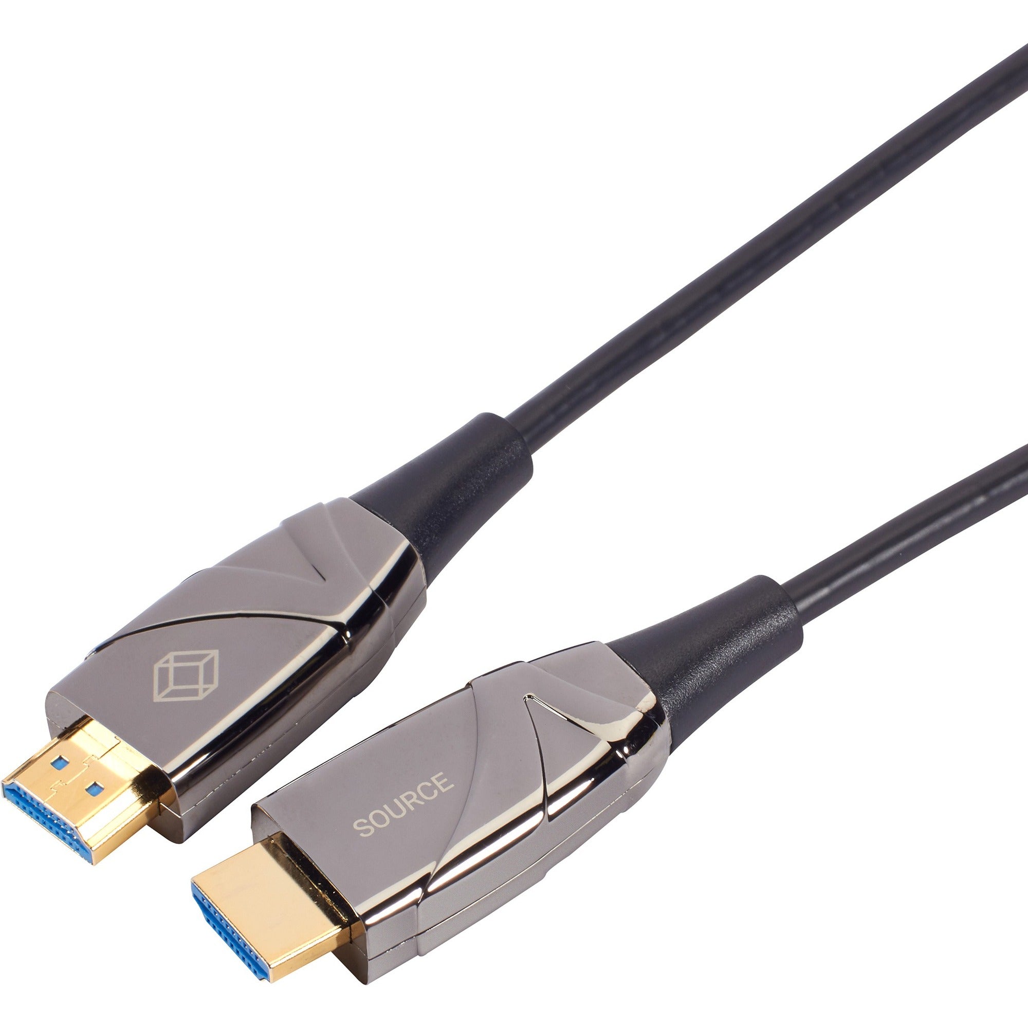 Black Box High-Speed HDMI 2.0 Active Optical Cable, 164.04 ft, Fiber Optic, 18 Gbit/s, 4K UHD, Gold Plated Connectors, LSZH, Black, 1 Each