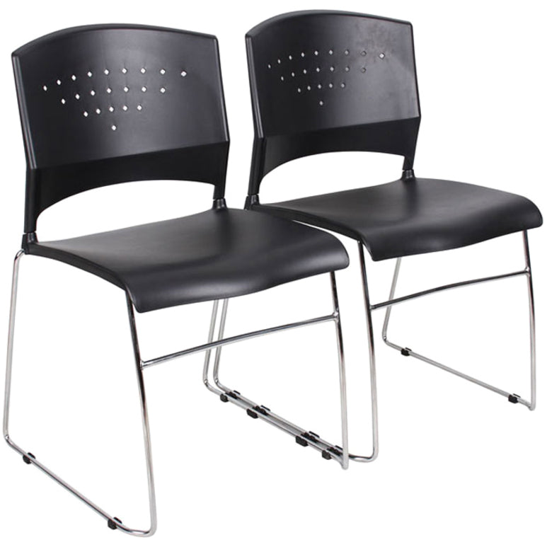 Boss Black Stack Chair With Chrome Frame, 1Pc Pack