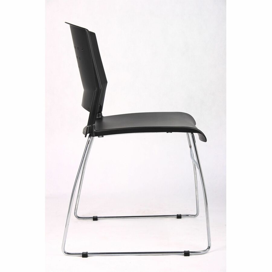 Boss Black Stack Chair With Chrome Frame, 1Pc Pack