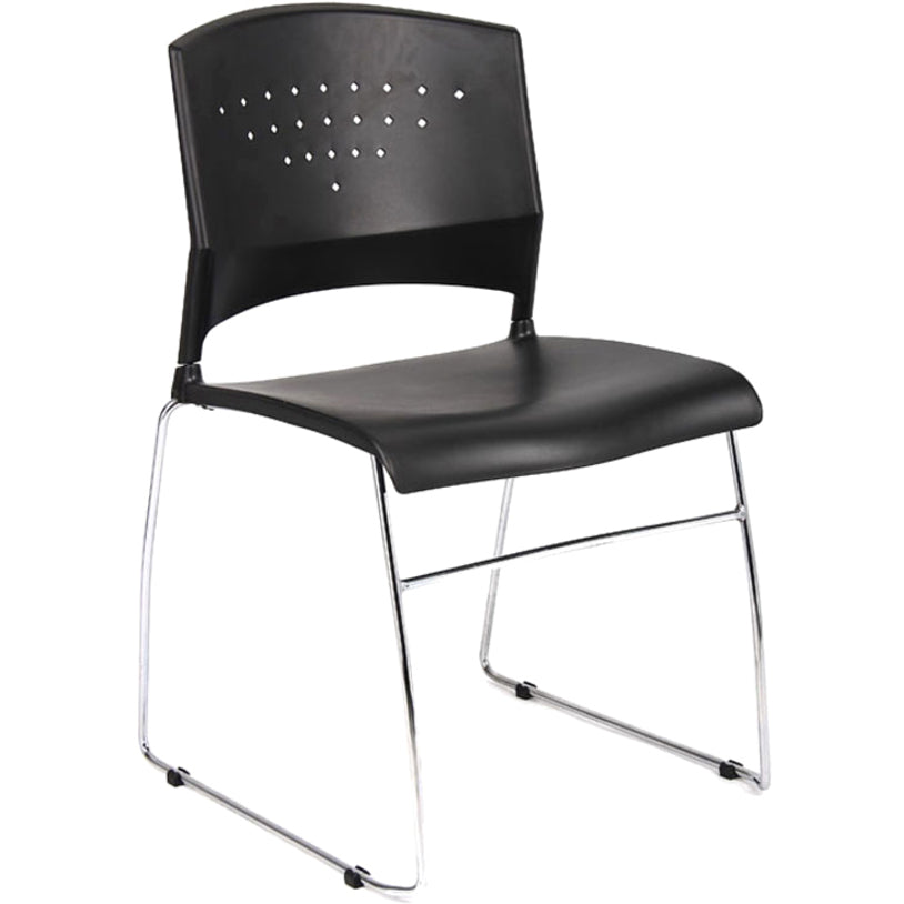Boss Black Stack Chair With Chrome Frame, 1Pc Pack
