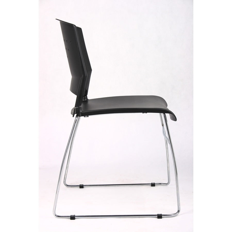 Boss Black Stack Chair With Chrome Frame 5 Pcs Pack