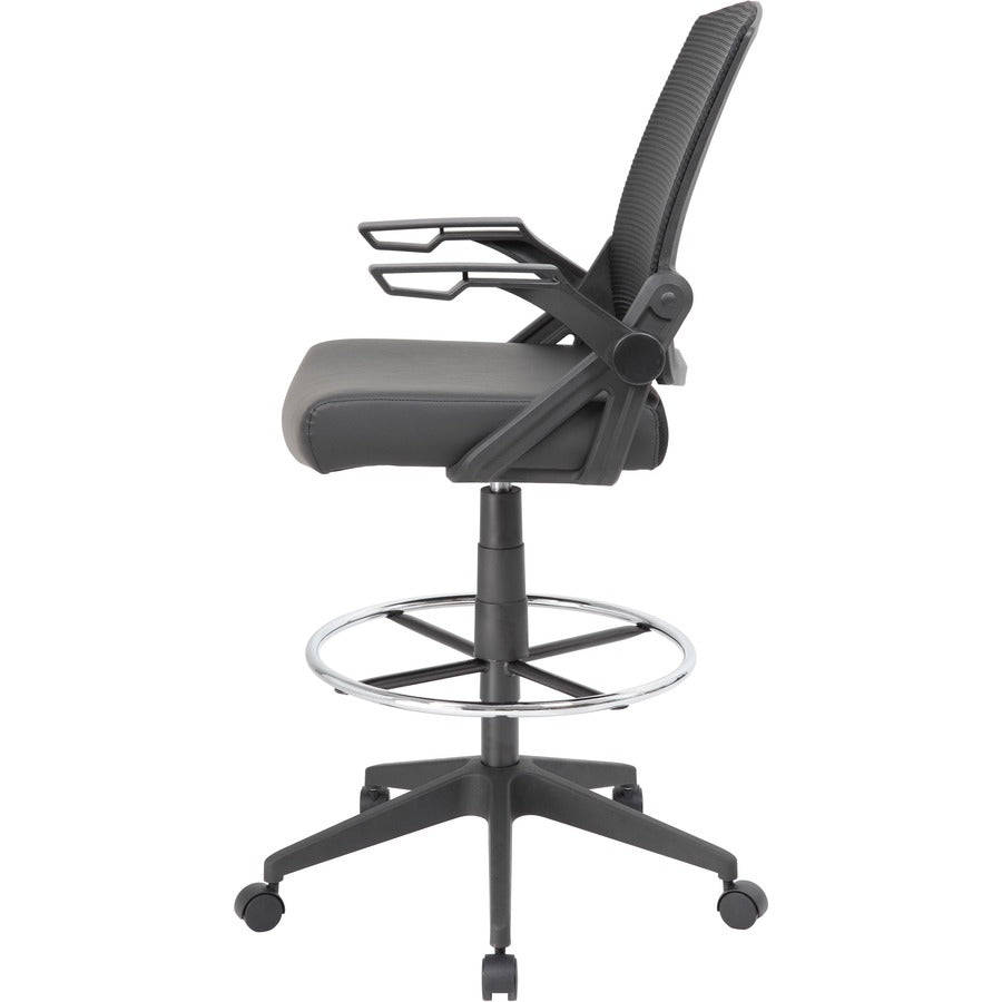Boss Black Flip Arm Mesh Drafting Stool