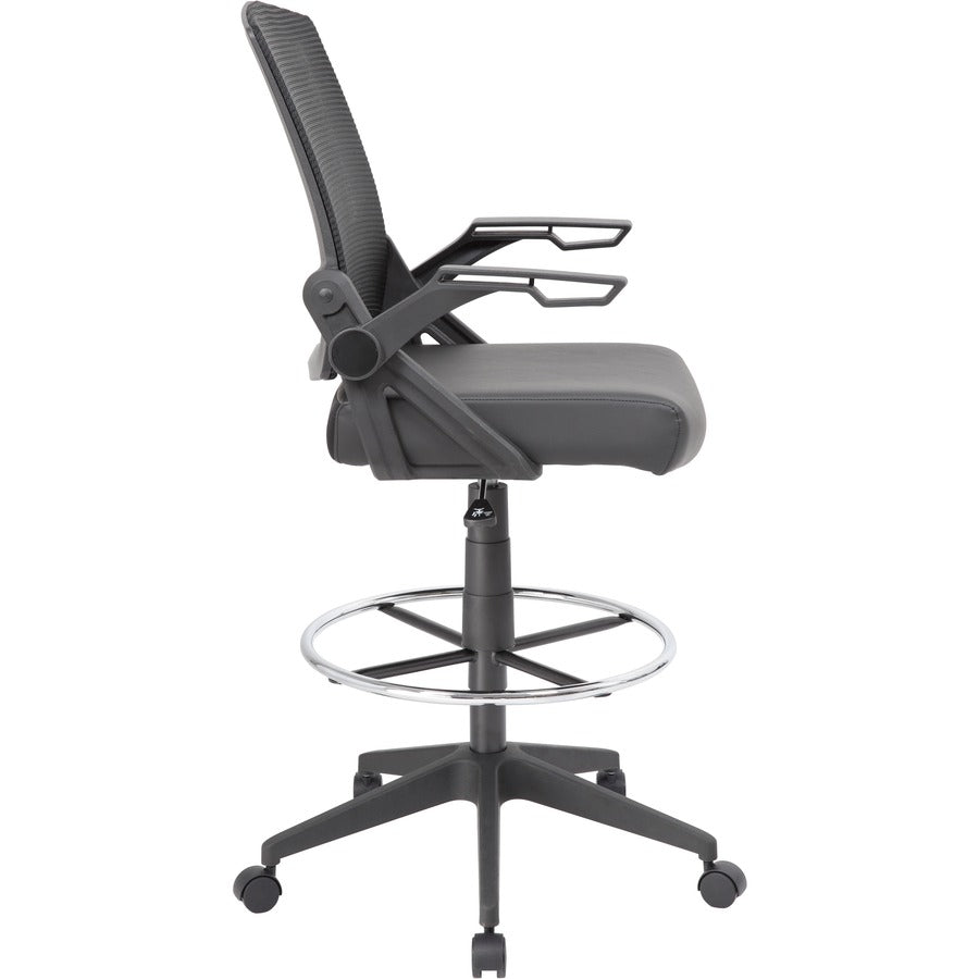 Boss Black Flip Arm Mesh Drafting Stool