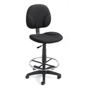 Boss Stand Up Fabric Drafting Stool with Foot Rest, Black - Black Seat Color - Crepe Fabric Seat Material - Black Back Color - Crepe Fabric Back Material - 5-star Base - 1 Each