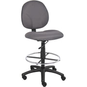 Boss Stand Up Fabric Drafting Stool with Foot Rest, Black - Gray Seat Color - Crepe Fabric Seat Material - Gray Back Color - Crepe Fabric Back Material - 5-star Base - 1 Each