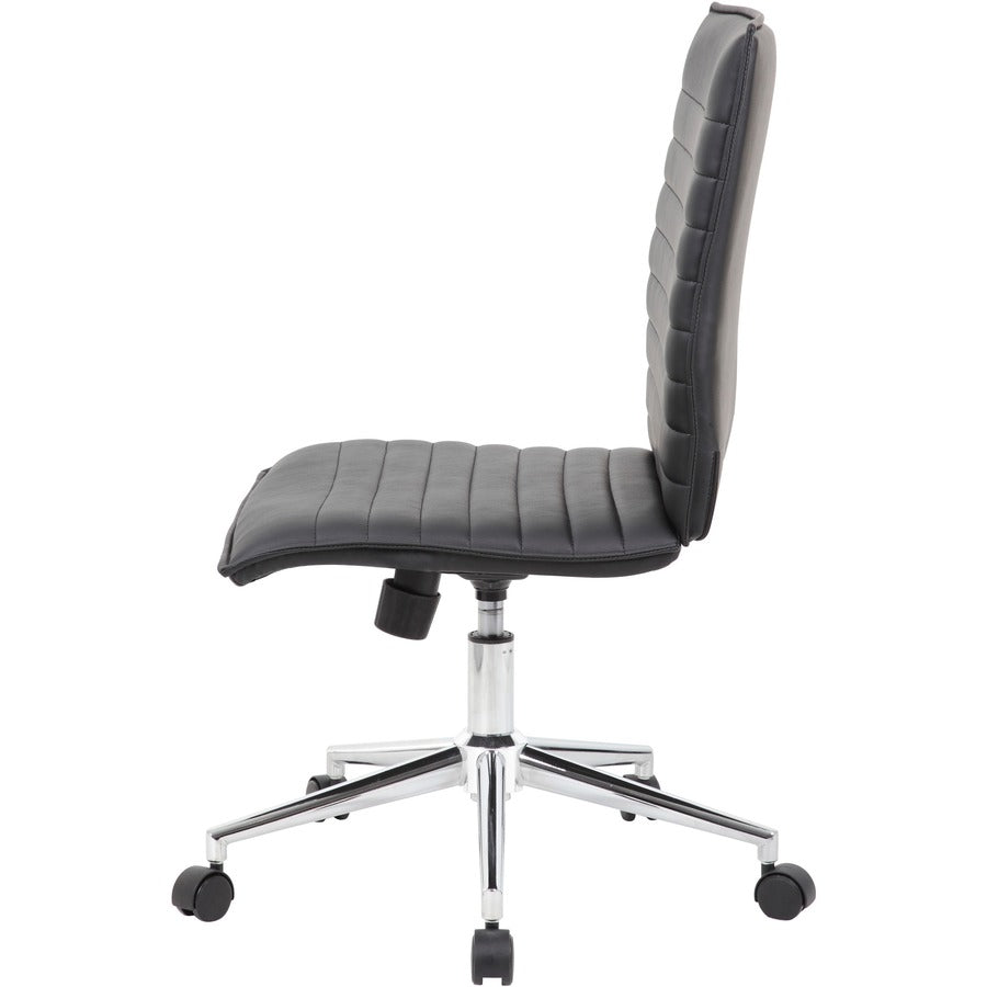 Boss Black Vinyl Armless Hospitality Chair