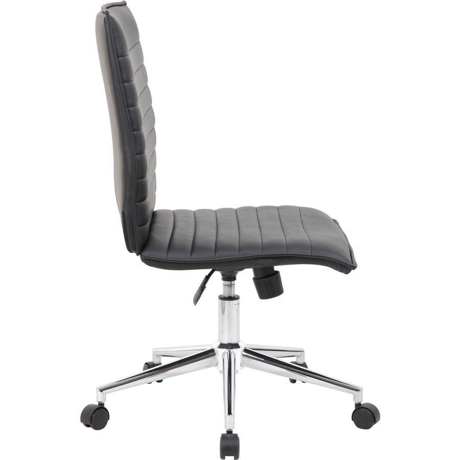 Boss Black Vinyl Armless Hospitality Chair