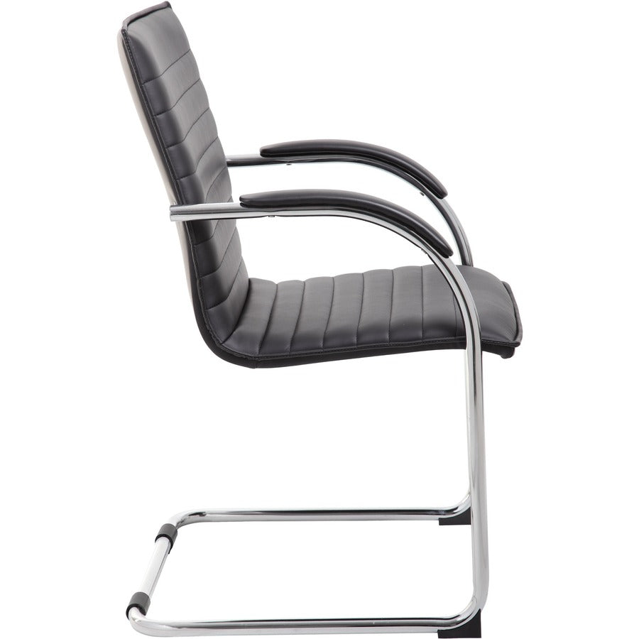Boss Chrome Frame Vinyl Side Chairs - Black Seat Color - Vinyl Seat Material - Black Back Color - Vinyl Back Material - Chrome Frame Color - Polywood Frame Material - Mid Back - Cantilever Base - 1 Pack