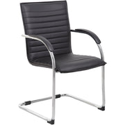 Boss Chrome Frame Vinyl Side Chairs - Black Seat Color - Vinyl Seat Material - Black Back Color - Vinyl Back Material - Chrome Frame Color - Polywood Frame Material - Mid Back - Cantilever Base - 1 Pack