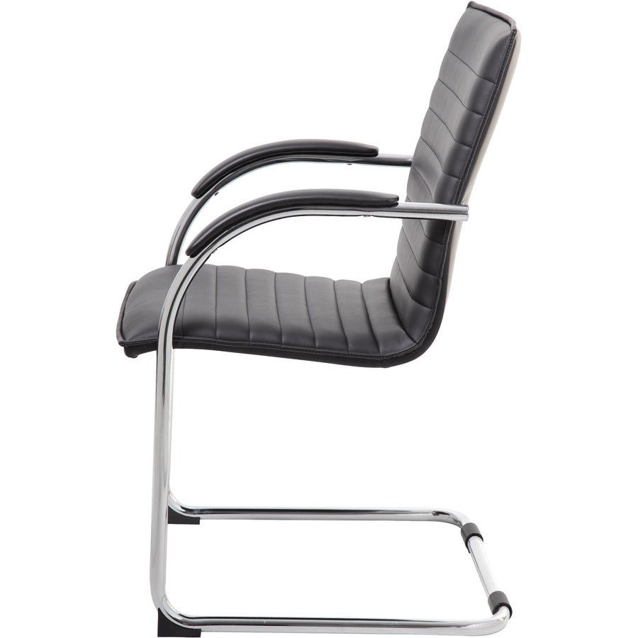 Boss Chrome Frame Vinyl Side Chairs - Black Seat Color - Vinyl Seat Material - Black Back Color - Vinyl Back Material - Chrome Frame Color - Polywood Frame Material - Mid Back - Cantilever Base - 1 Pack