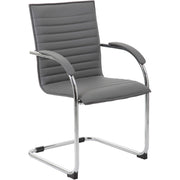 Boss Chrome Frame Vinyl Side Chairs - Gray Seat Color - Vinyl Seat Material - Gray Back Color - Vinyl Back Material - Chrome Frame Color - Polywood Frame Material - Mid Back - Cantilever Base - 1 Pack