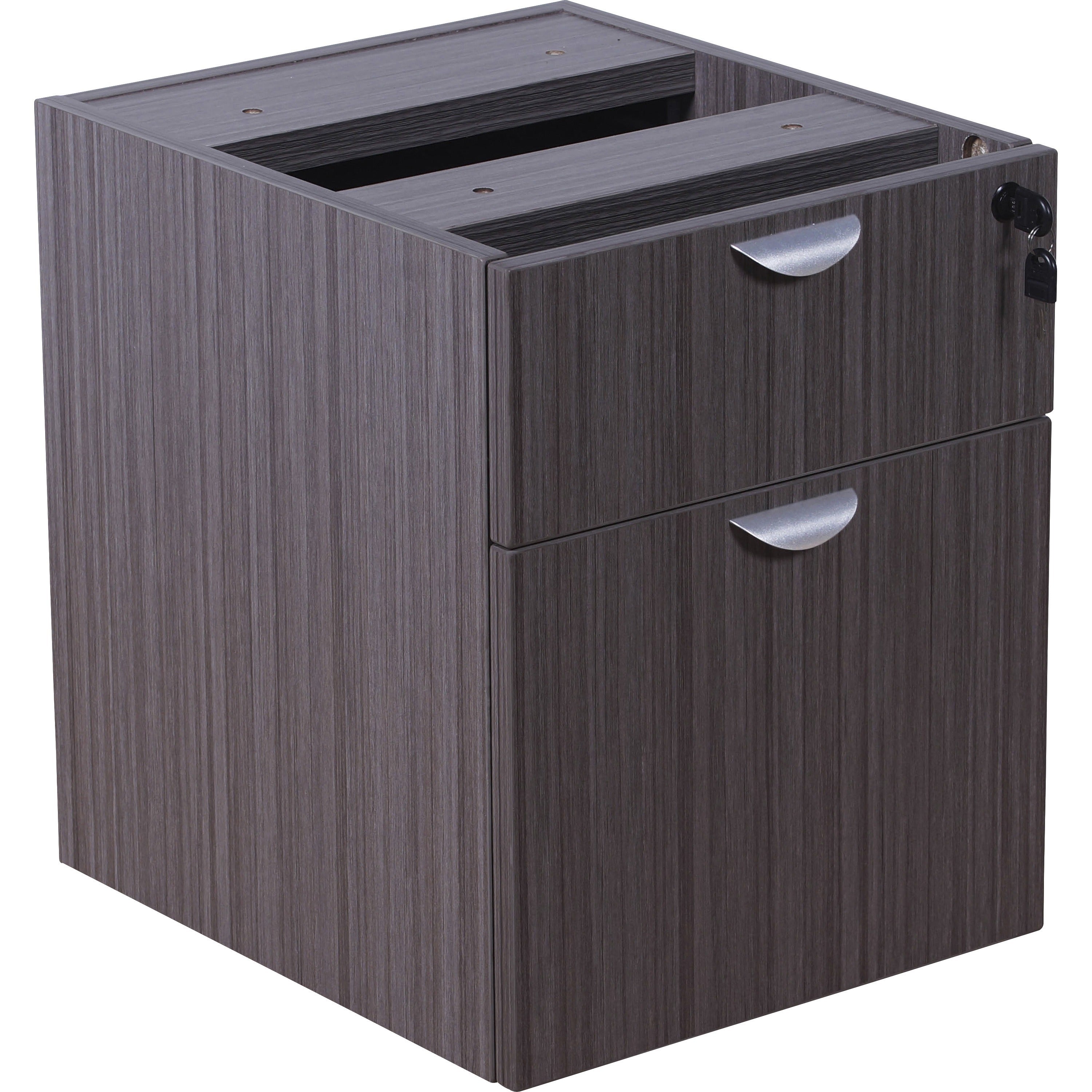 Boss Hanging Pedestal 3/4 Box/File, Driftwood Finish, 2 Drawers, 19" H x 16" W x 18" D, 1 Each
