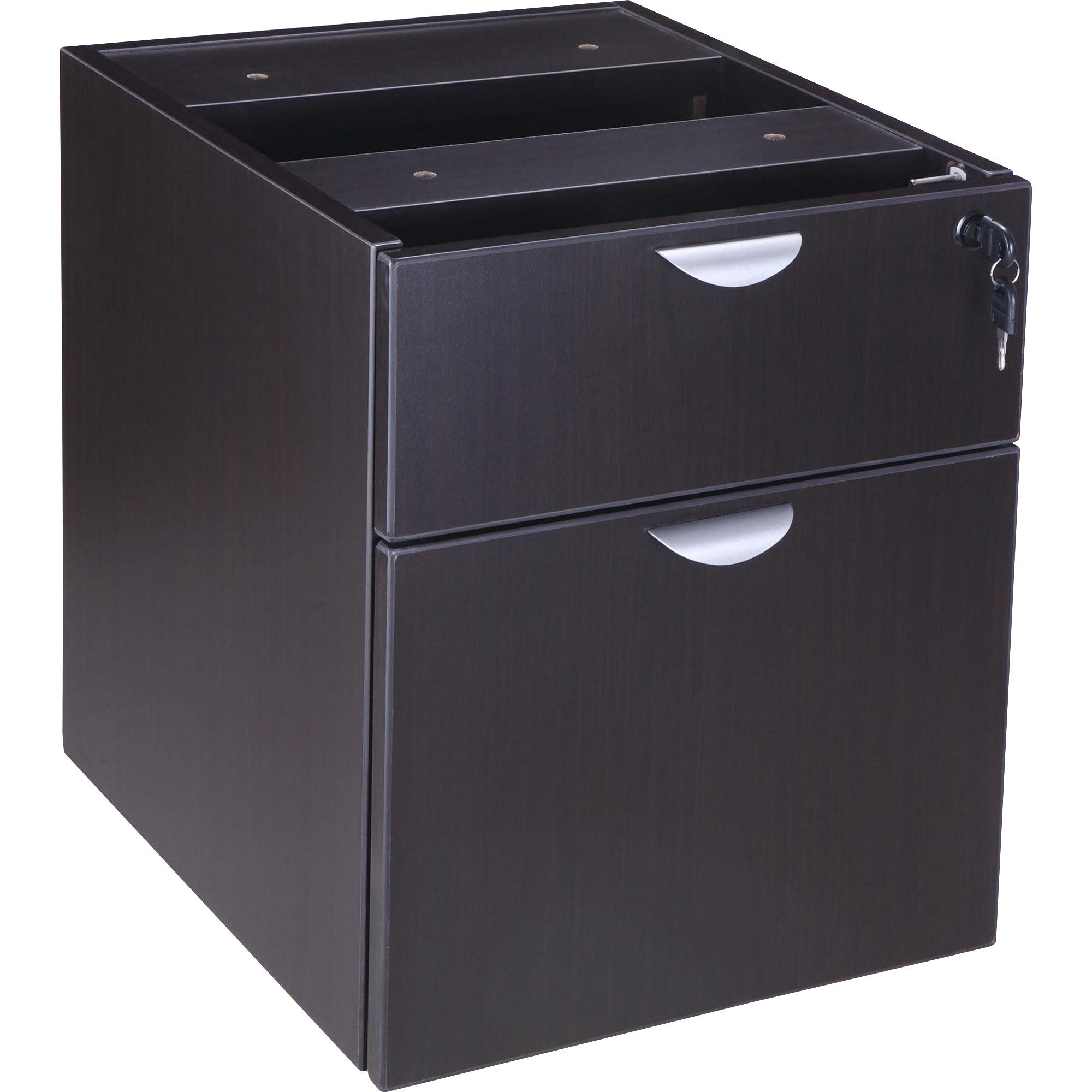 Boss Hanging Pedestal 3/4 Box/File, 2 Drawers, Mocha Finish, 19" H x 16" W x 18" D, 1 Each