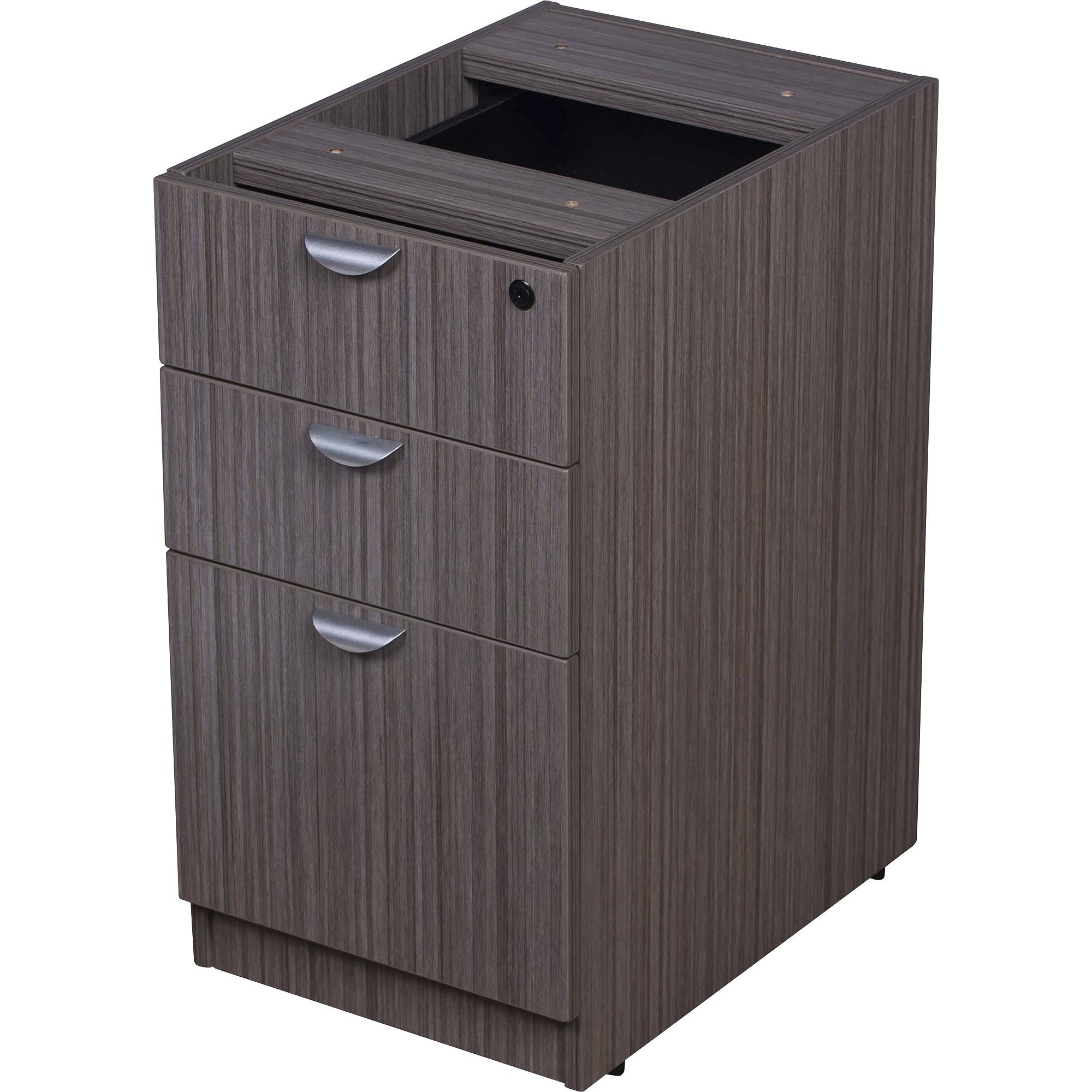 Boss Pedestal 3-Drawer, Driftwood Laminate, 28.5"H x 16"W x 22"D, 1 Each