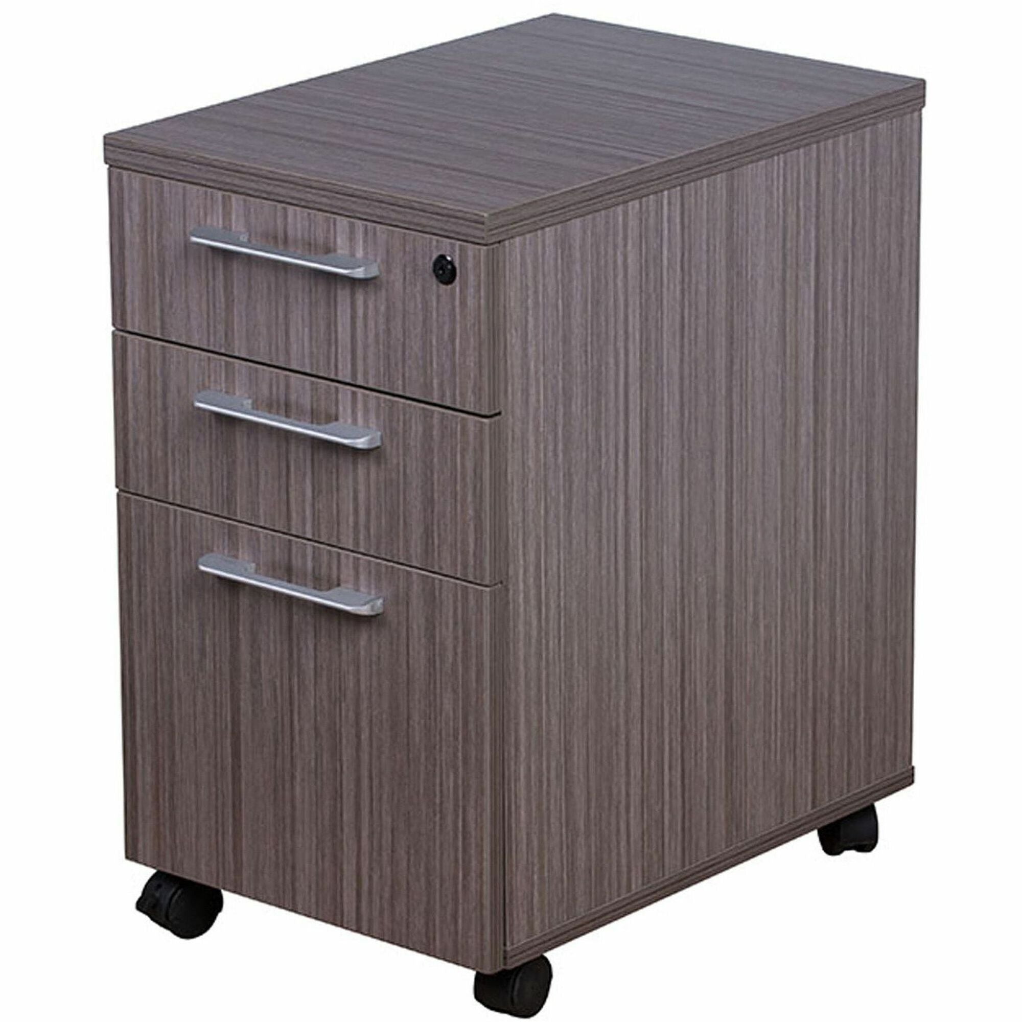 Boss Simple System Mobile Pedestal Box/Box/File - 26.8" Height x 15.8" Width x 22" Depth - Finish: Driftwood, Silver - 1 Each