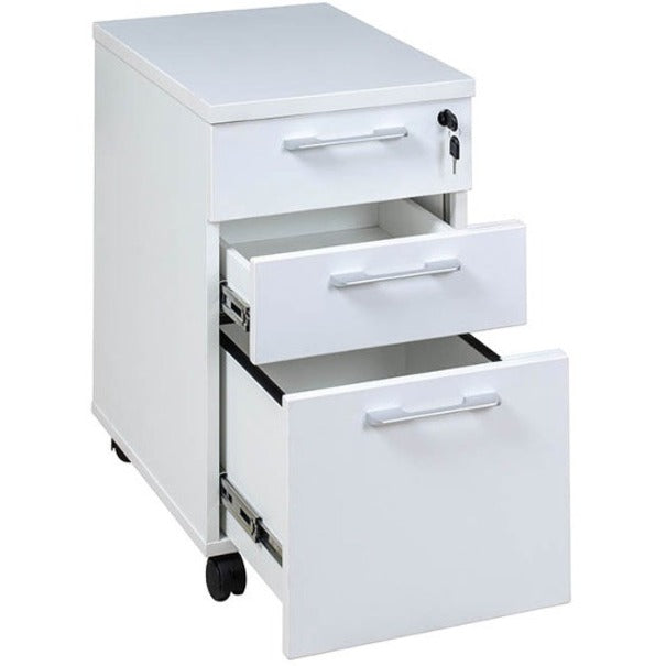 Boss Simple System Mobile Pedestal Box/Box/File - 26.8" Height x 15.8" Width x 22" Depth - Finish: White - 1 Each