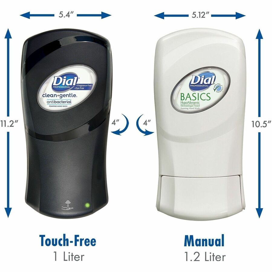 Dial FIT Touch-Free Dispenser - Automatic - 1.06 quart Capacity - Support 4 x D Battery - Refillable, Durable, Touch-free - Ivory - 1 Each