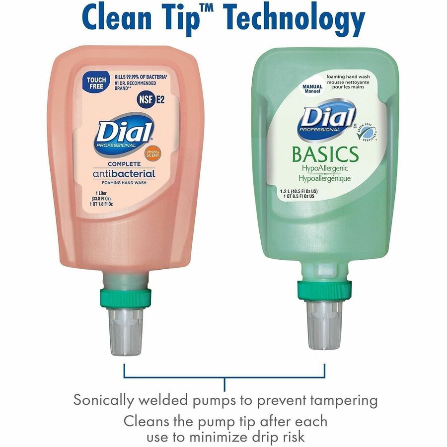 Dial FIT Touch-Free Dispenser - Automatic - 1.06 quart Capacity - Support 4 x D Battery - Refillable, Durable, Touch-free - Ivory - 1 Each