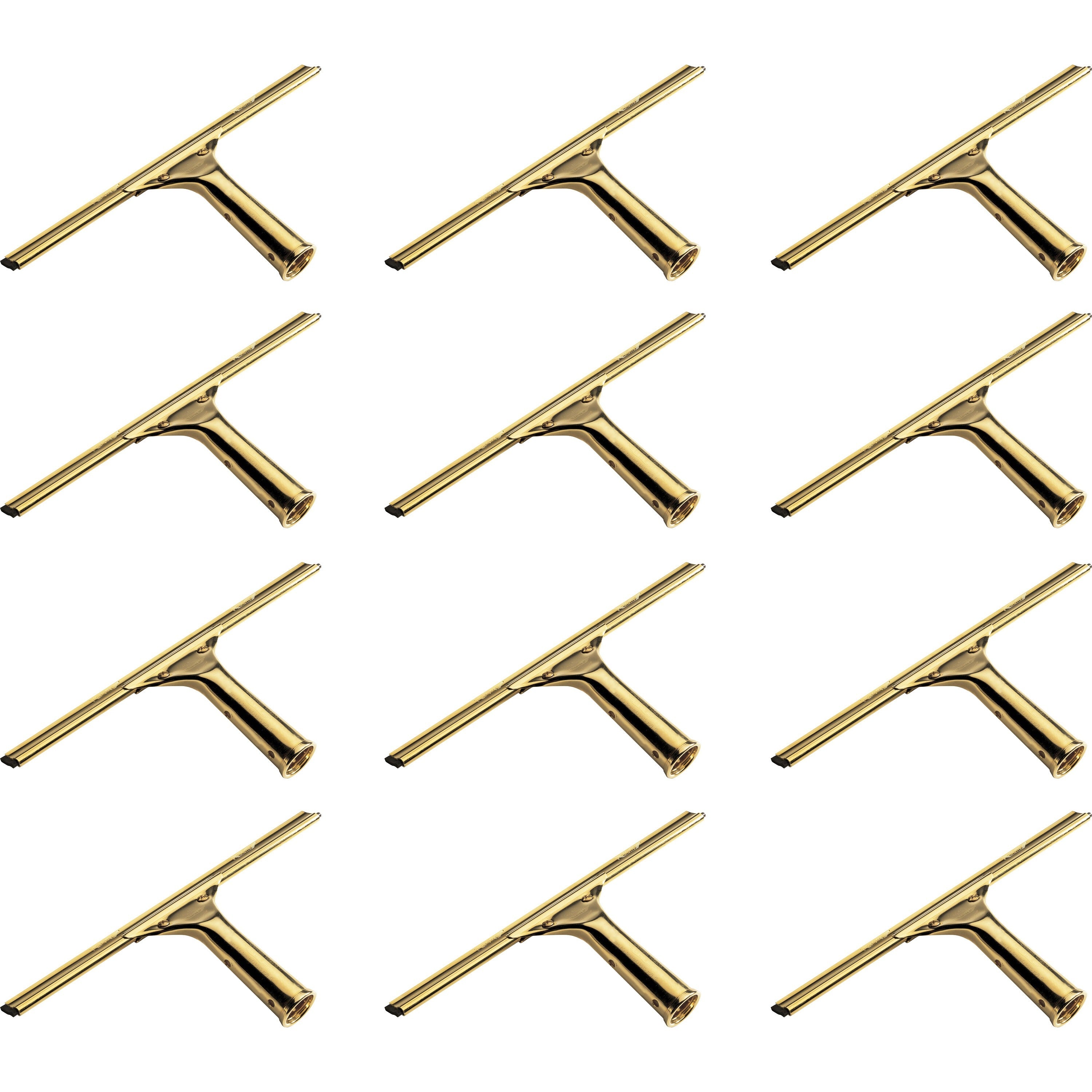 Ettore Brass Squeegee - Rubber Blade - 5.5" Height x 11.8" Width x 1.3" Length - Lightweight, Changeable Blade, Streak-free - Brass - 12 / Carton