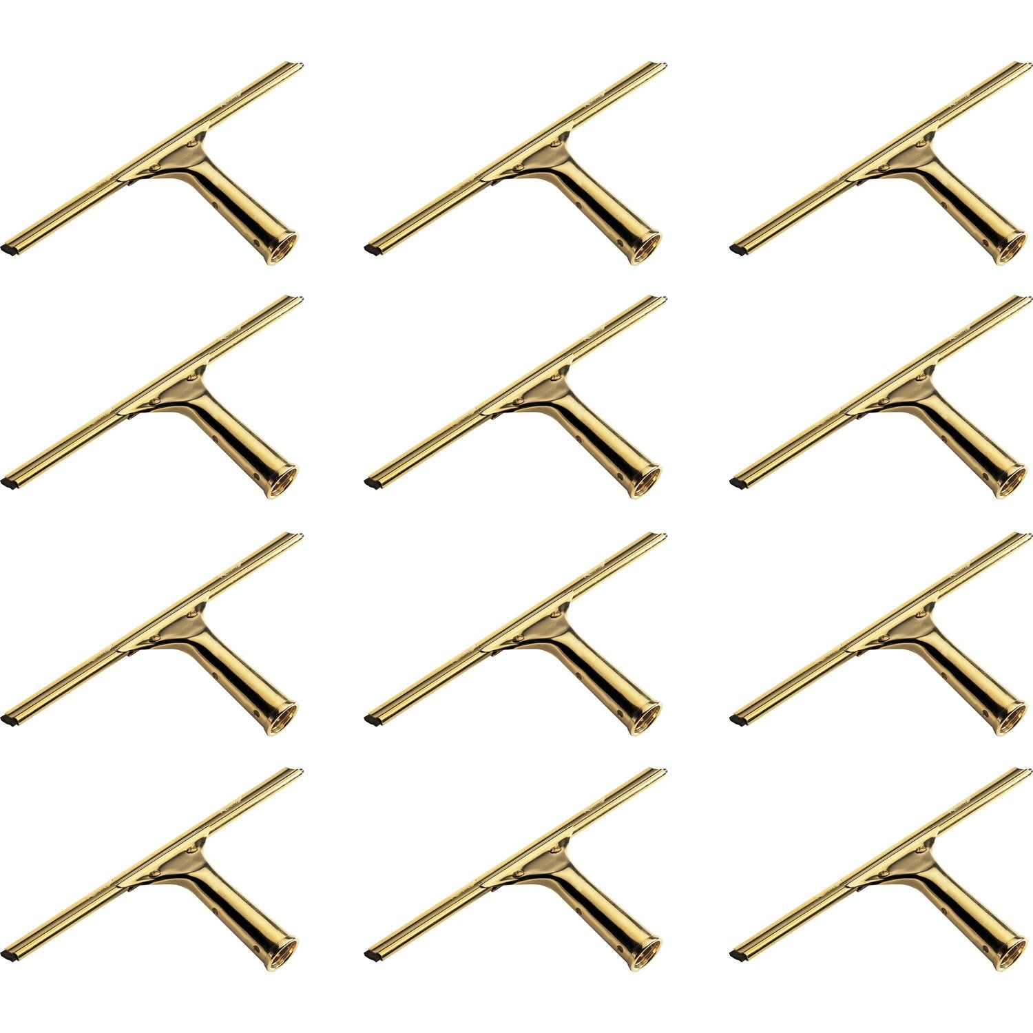 Ettore Brass Squeegee - Rubber Blade - 5.5" Height x 11.8" Width x 1.3" Length - Lightweight, Changeable Blade, Streak-free - Brass - 12 / Carton