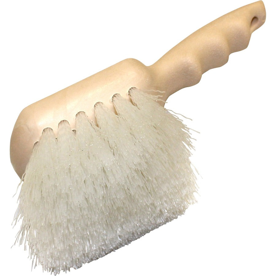 Genuine Joe Nylon Utility Brush - Nylon Bristle - 9" Handle Length - White - 12 / Carton