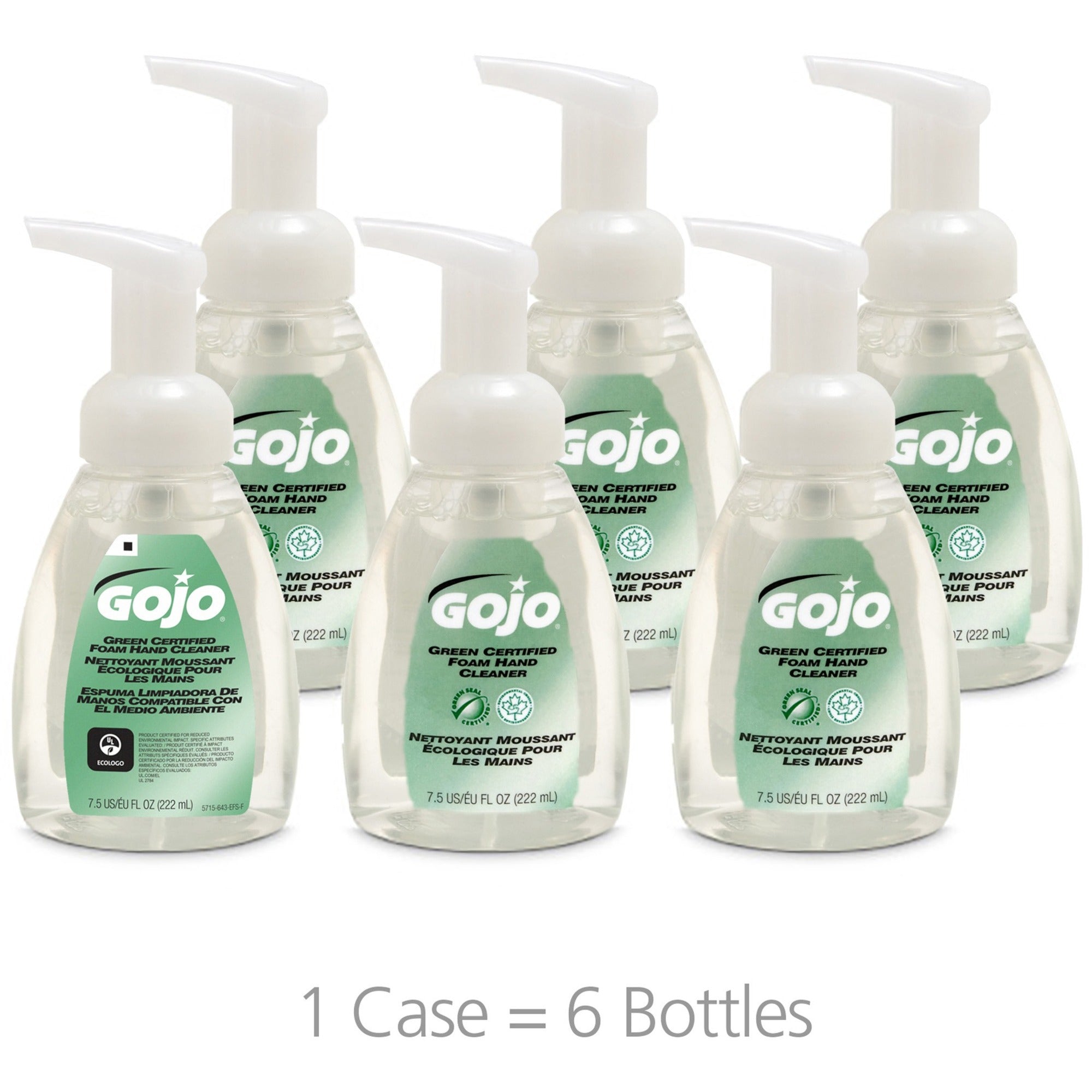 Gojo&reg; Green Certified Foam Hand Cleaner - 7.50 fl oz - Push Pump Dispenser - Hand - Clear - Bio-based - 6 / Carton
