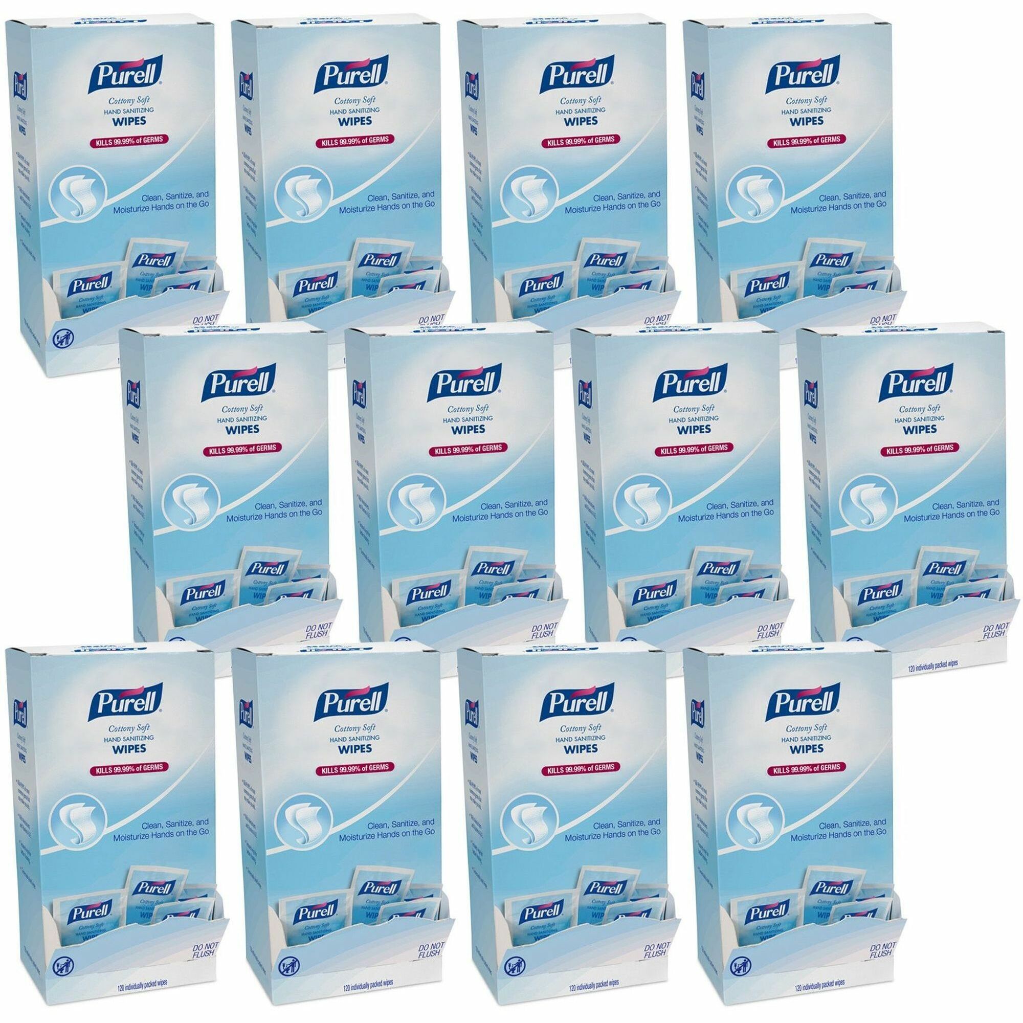 PURELL&reg; Cottony Soft Sanitizing Wipes - 5" Width x 7" Length - White - 120/Box - 12 / Carton