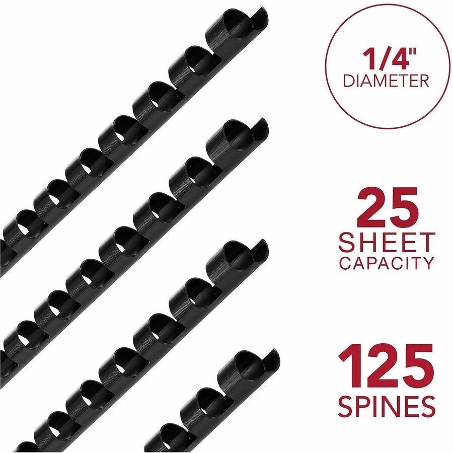 Mead CombBind Binding Spines - 0.25" Maximum Capacity - 25 x Sheet Capacity - For Letter 8 1/2" x 11" Sheet - Plastic - 125 / Box