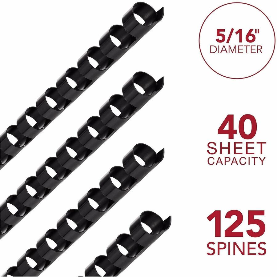 Mead CombBind Binding Spines - 0.31" Maximum Capacity - 40 x Sheet Capacity - For Letter 8 1/2" x 11" Sheet - Plastic - 125 / Box