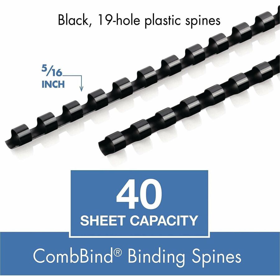 Mead CombBind Binding Spines - 0.31" Maximum Capacity - 40 x Sheet Capacity - For Letter 8 1/2" x 11" Sheet - Plastic - 125 / Box