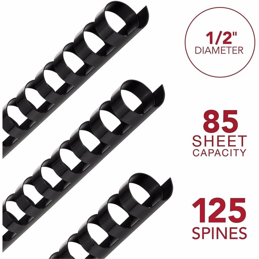 Mead CombBind Binding Spines - 0.50" Maximum Capacity - 85 x Sheet Capacity - For Letter 8 1/2" x 11" Sheet - Plastic - 125 / Box