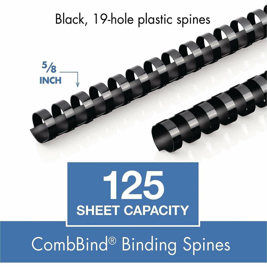 Mead CombBind Binding Spines - 0.62" Maximum Capacity - 125 x Sheet Capacity - For Letter 8 1/2" x 11" Sheet - Plastic - 125 / Box