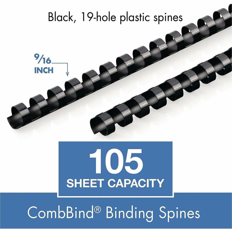 Mead CombBind Binding Spines - 0.56" Maximum Capacity - 105 x Sheet Capacity - For Letter 8 1/2" x 11" Sheet - Plastic - 125 / Box