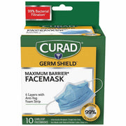 Recommended for: Healthcare - Fog, Fluid, Bacteria, Pollen, Dust Protection - White - Comfortable, Breathable, Adjustable Nose Guard, Fluid Resistant, Earloop Style Mask - 10 / Box