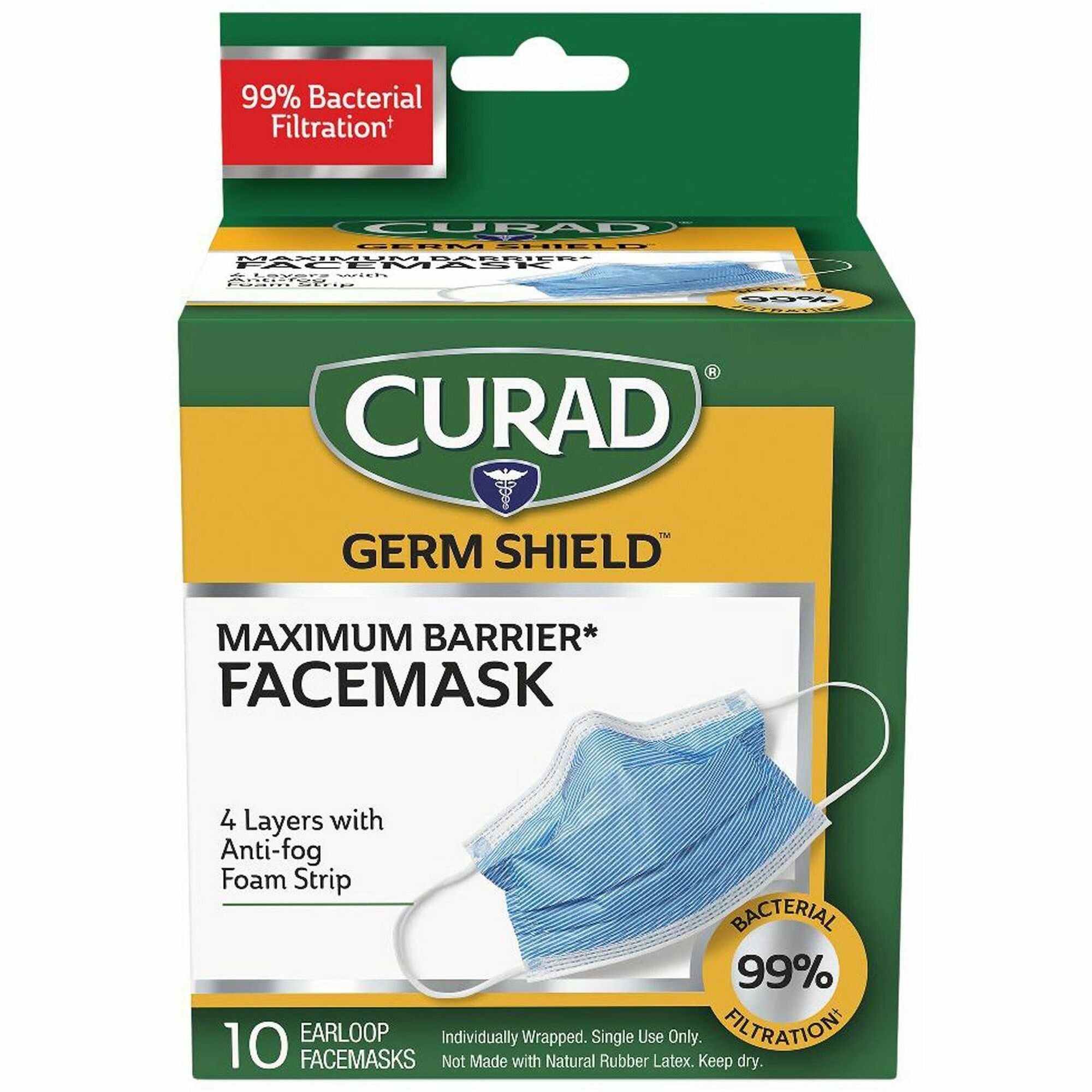 Recommended for: Healthcare - Fog, Fluid, Bacteria, Pollen, Dust Protection - White - Comfortable, Breathable, Adjustable Nose Guard, Fluid Resistant, Earloop Style Mask - 10 / Box