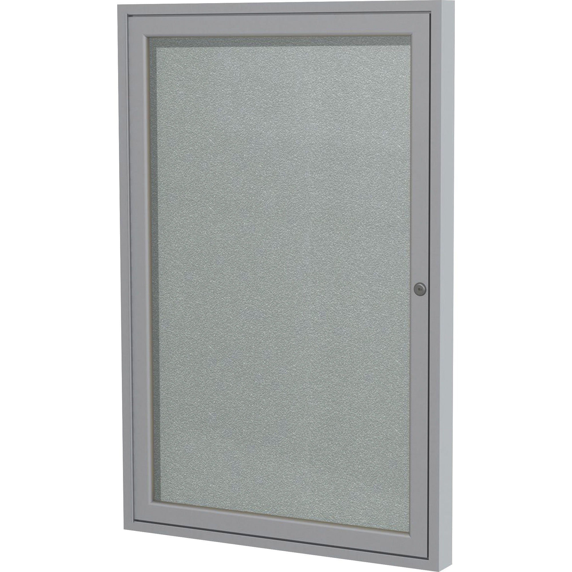 Ghent 1 Door Enclosed Vinyl Bulletin Board with Satin Aluminum Frame, 36" x 24", Silver Surface, Locking Hinged Door, 1 Each