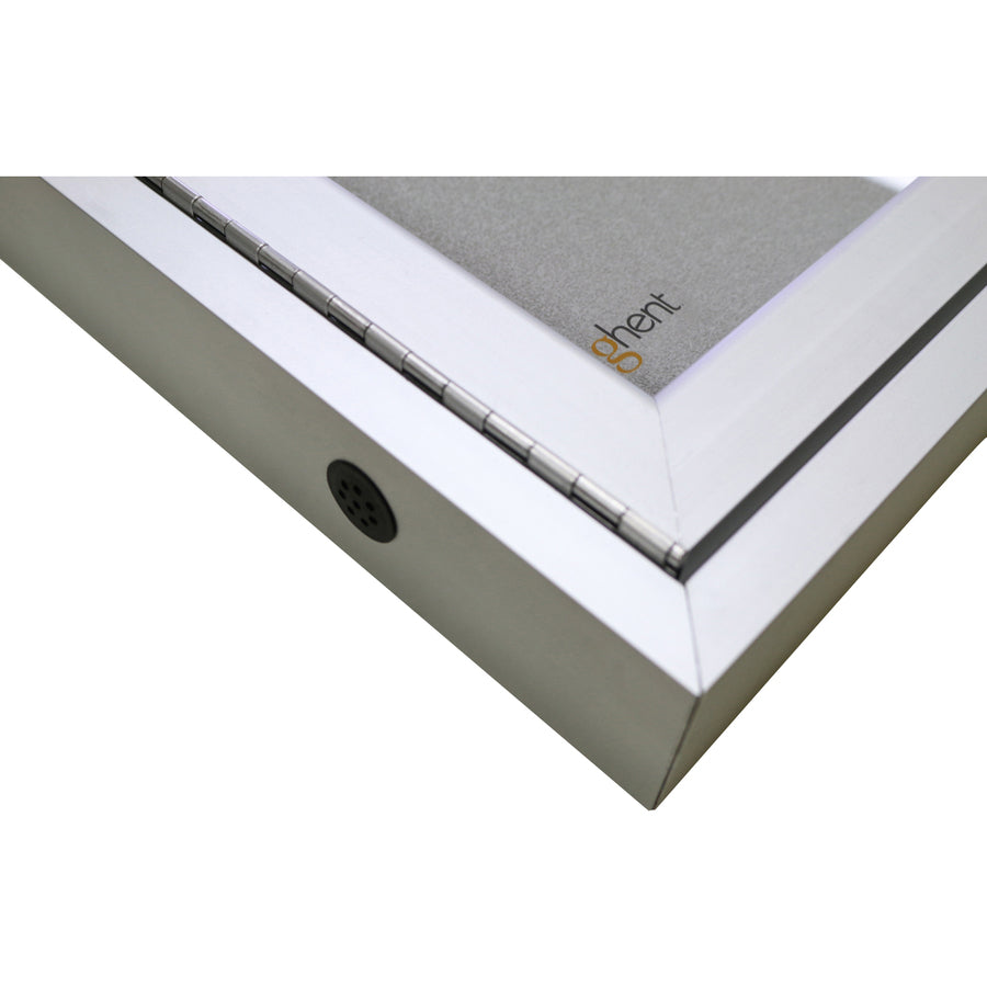 Ghent 1 Door Enclosed Vinyl Bulletin Board with Satin Aluminum Frame, 36" x 24", Silver Surface, Locking Hinged Door, 1 Each