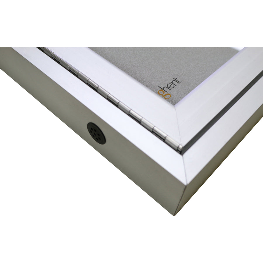 Ghent 1 Door Enclosed Vinyl Bulletin Board with Satin Aluminum Frame, 36" x 30", Silver Surface, Locking Hinged Door, 1 Each