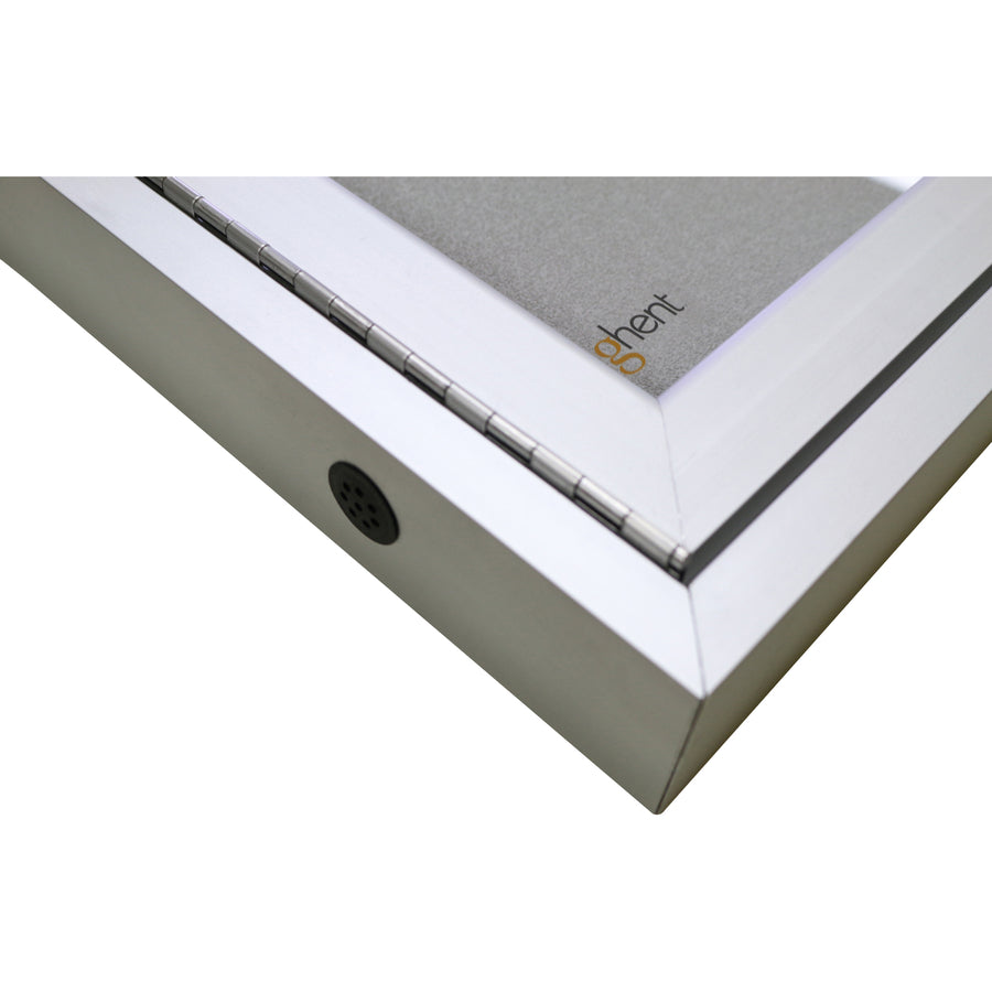 Ghent 3 Door Enclosed Vinyl Bulletin Board, 36" x 72", Silver Vinyl Surface, Satin Aluminum Frame, Locking Hinged Doors, 1 Each