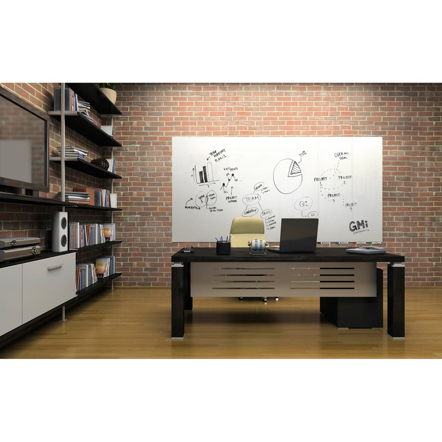 Ghent Aria Low Profile Glass Whiteboard - 48" (4 ft) Width x 36" (3 ft) Height - Tempered Glass Surface - White Back - Rectangle - Horizontal/Vertical - Magnetic - Square Corner, Recyclable - 1 Each - TAA Compliant