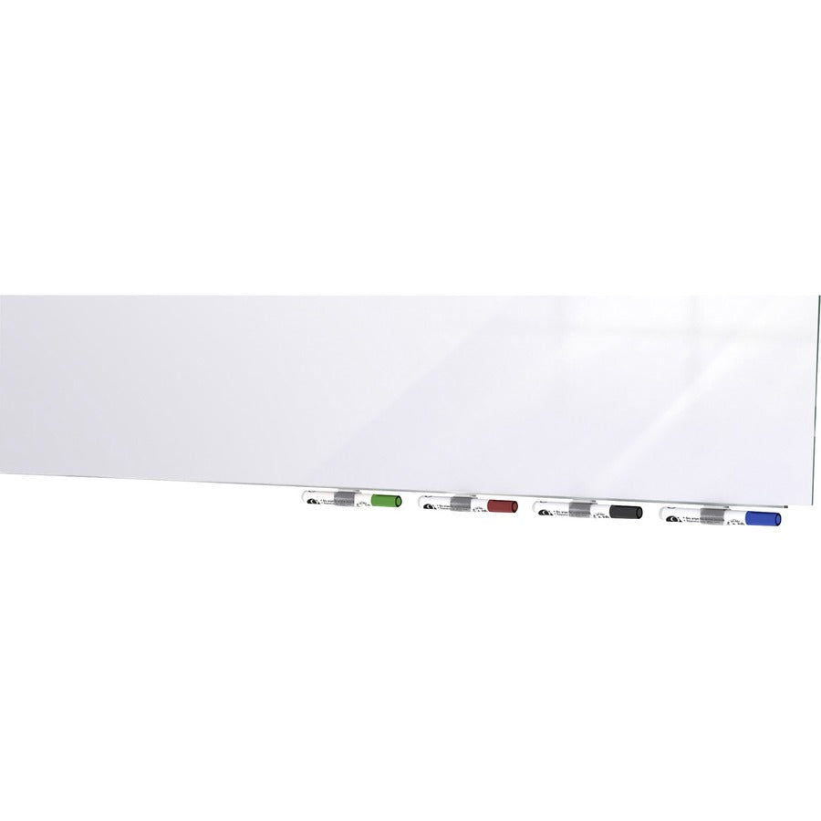 Ghent Aria Low Profile Glass Whiteboard - 96" (8 ft) Width x 48" (4 ft) Height - Tempered Glass Surface - White Back - Rectangle - Horizontal/Vertical - Magnetic - Square Corner, Recyclable - 1 Each - TAA Compliant