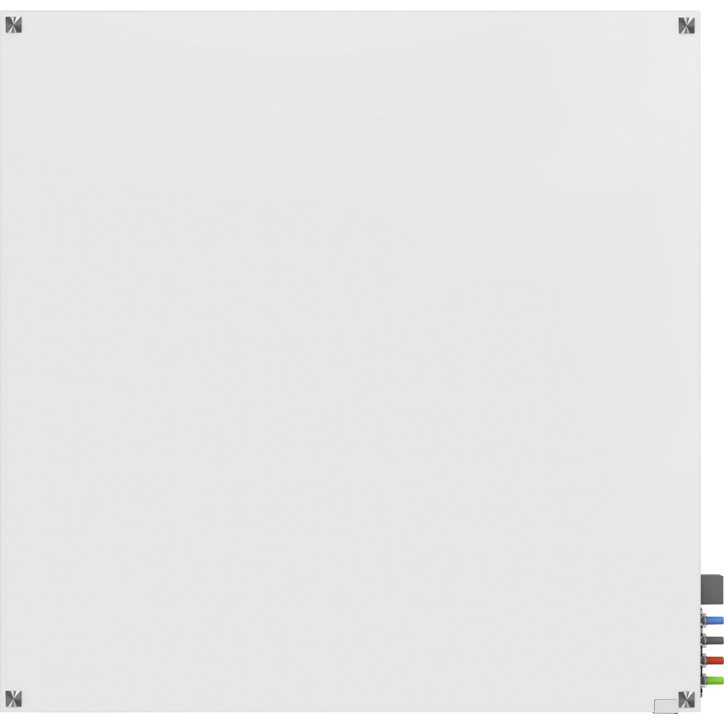 Ghent Harmony 48" x 48" Magnetic Tempered Glass Dry Erase Board, White Back, Square, Accessory Holder, 1 Each