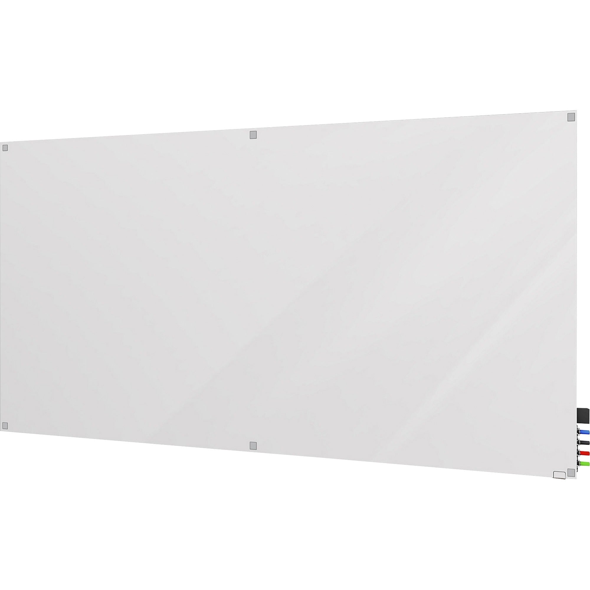 Ghent Harmony Glass Dry Erase Board, 72" x 48", Tempered Glass, White Back, Magnetic, Rectangle, Square Corners, Accessory Holder, 1 Each