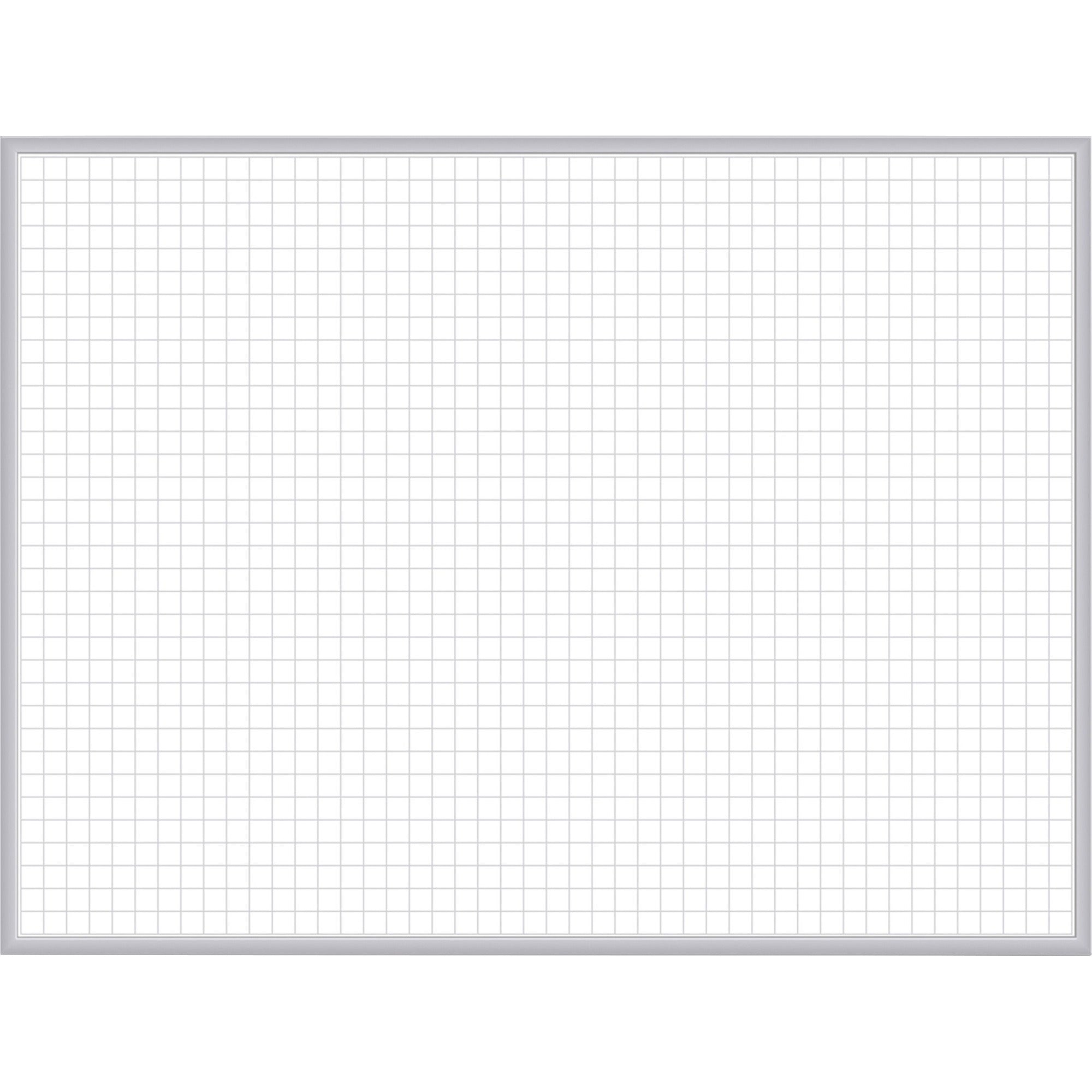 Ghent Grid Whiteboard, 36" x 24", White Steel Surface, Satin Aluminum Frame, Magnetic, Grid Pattern, Stain/Ghost/Fade Resistant, Accessory Tray, Includes 1 Board, 1 Marker, 1 Eraser, 1 Tray